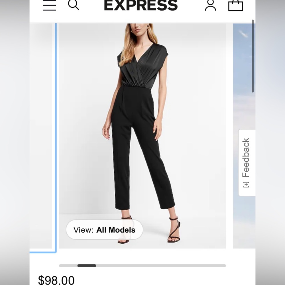 Express Satin Faux Wrap Bodice Jumpsuit XXS NWT